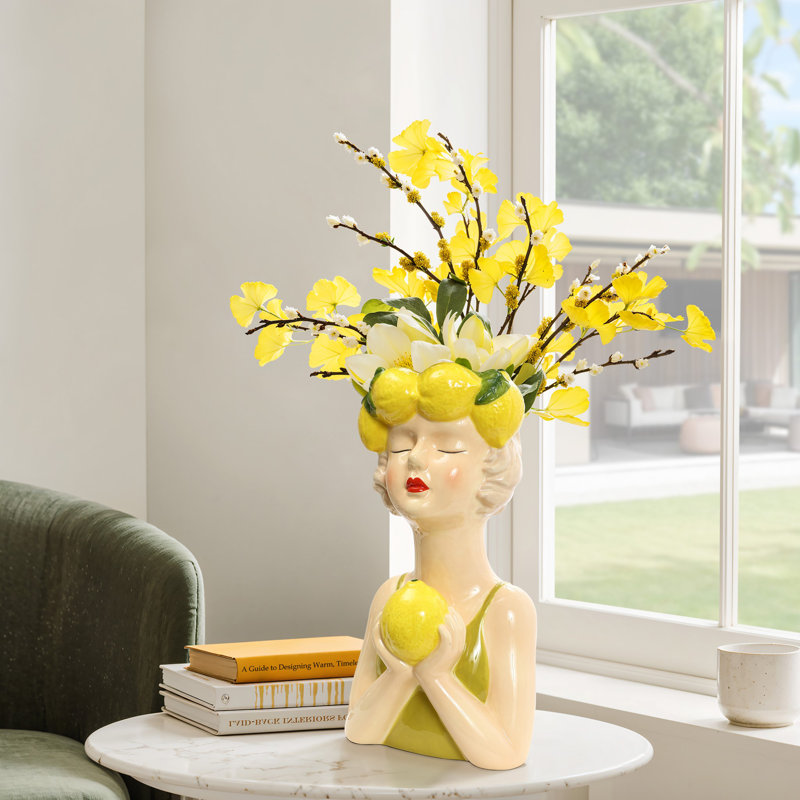 Lady Lemons Ceramic 11.6-Inch Tall Sculpture Vase