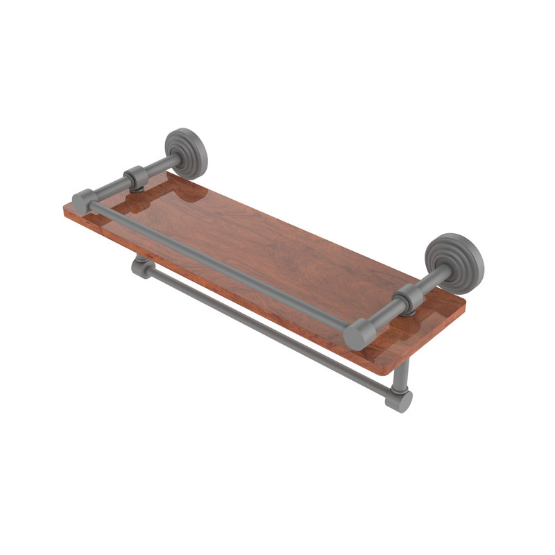 Beresford Bracket Shelf with Towel Bar, Matte Gray, 5" H x 16" W x 5" D