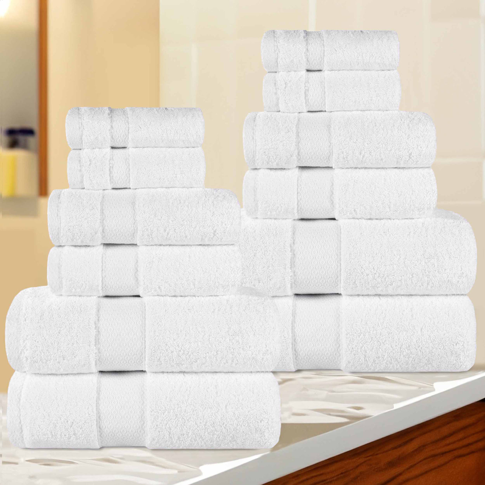Niles 9-Piece Giza Cotton Towel Set, White