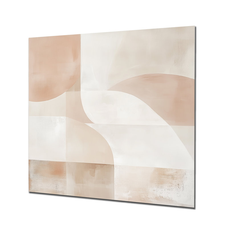 Blush Minimal Layers - abstrait minimaliste en métal, impression sur métal moderne, L 23 po x H 23 po