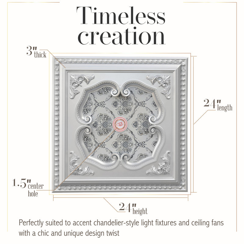 Four Leaf Clover Ceiling Medallion, Silver