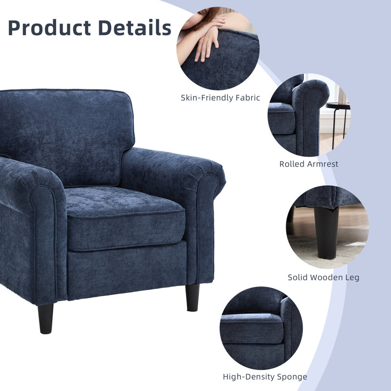 Ensemble de 2 chaises d'appoint rembourrées en tissu, Bleu