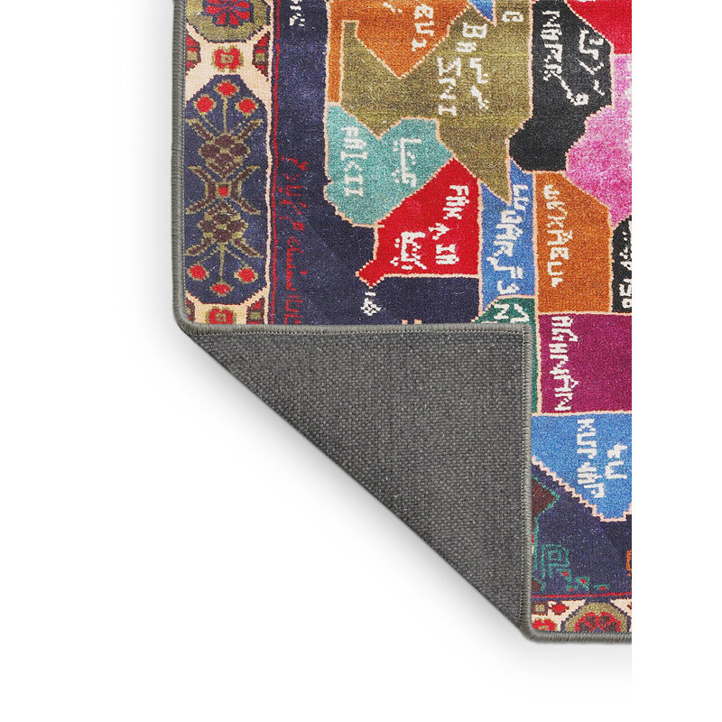 Tapis traditionnel bleu / orange, Rectangle 5 pi x 7 pi