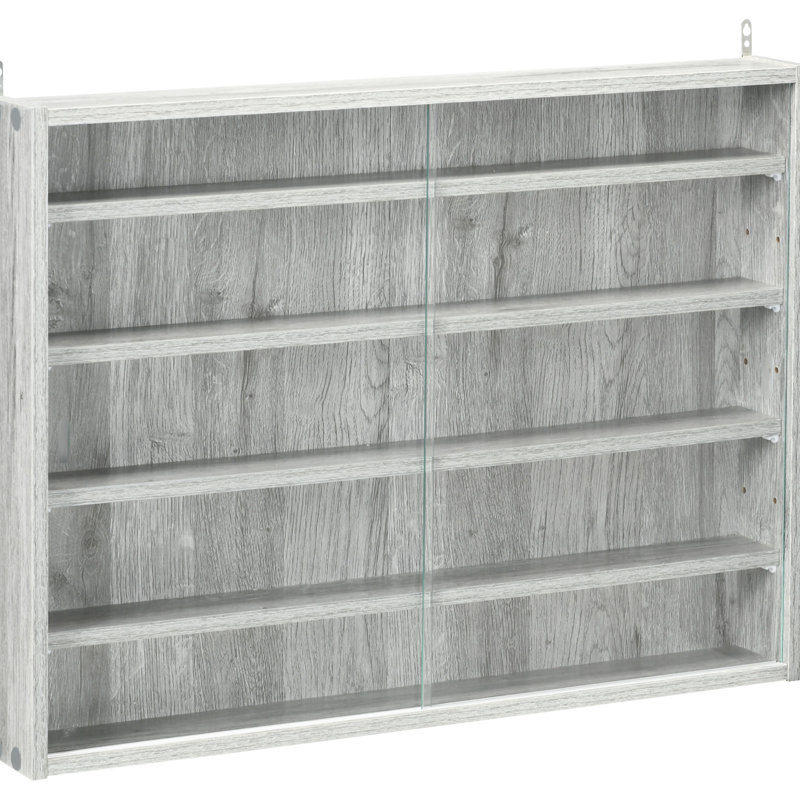 Vitrine grise avec 5 tablettes réglables - idéale pour exposer des médailles et du verre