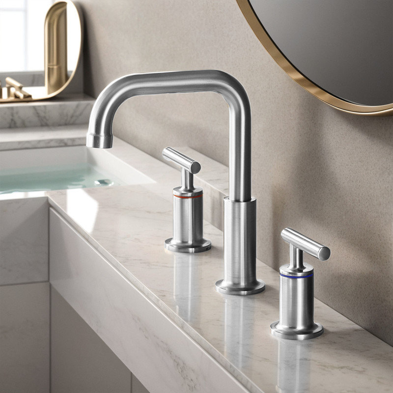 2-handle Bathroom Faucet with Drain Assembly, Chrome