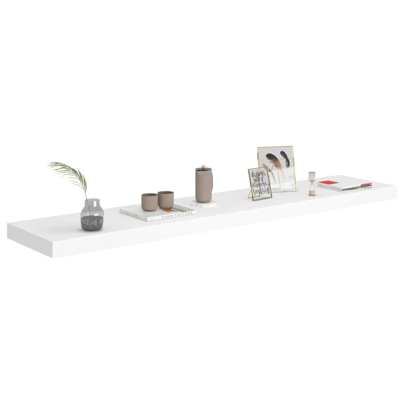 Arson 2 Piece Floating Shelf, White, 3.8cm H x 23.5cm W x 120cm D