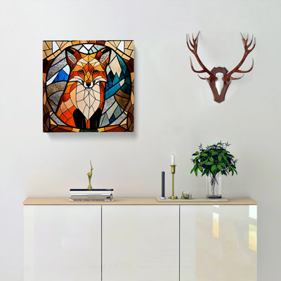 Fox Stained Glass Effect - Wrapped Canvas