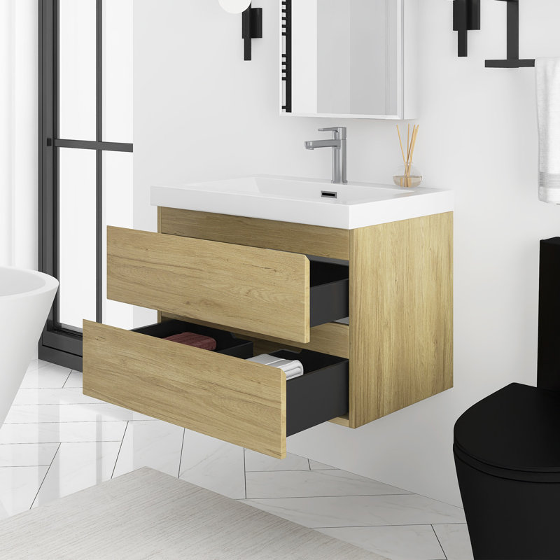 Meuble-lavabo flottant 30 po avec lavabo, Naturel