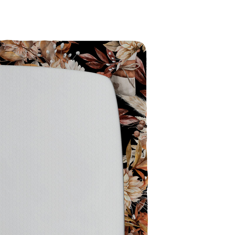 Drap-housse Ambesonne, Drap-housse de taille simple, Corail, rosé, paprika / floral