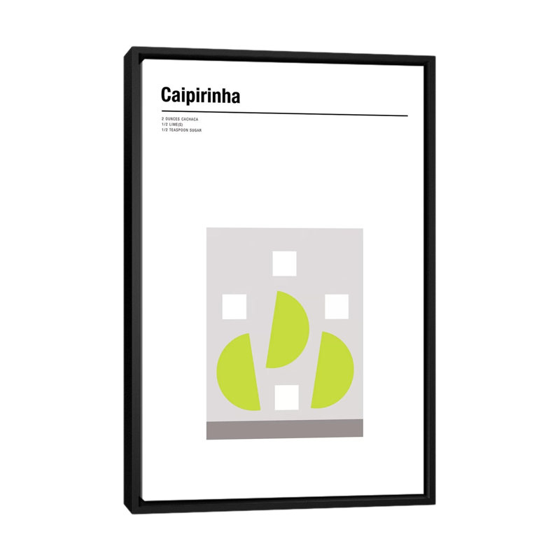 « caipirinha », impression sur toile, H 26 po x l 18 po x P 1,5 po, Toile avec cadre noir, Pas de tapis