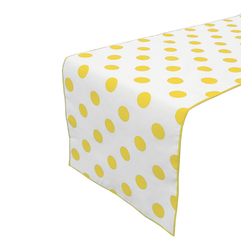 Chemin de table à pois, L 72 po x l 24 po, Jaune/blanc