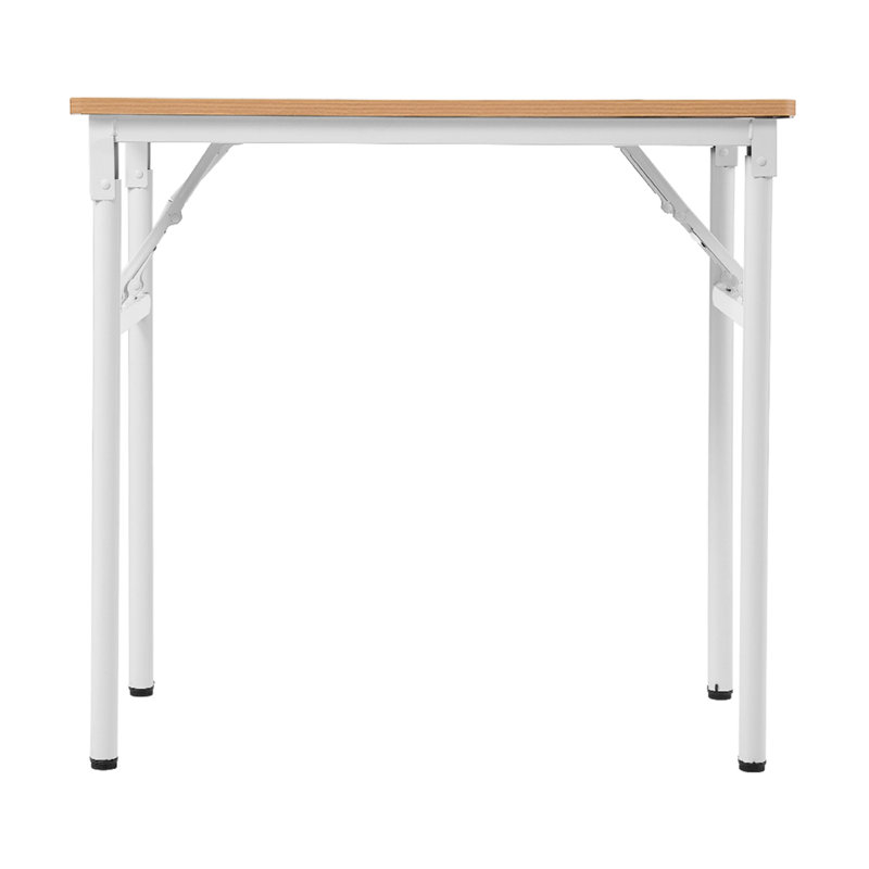 Folding Metal Frame Office Desk, Nature Wood/White, 75cm H x 80cm W x 40cm D