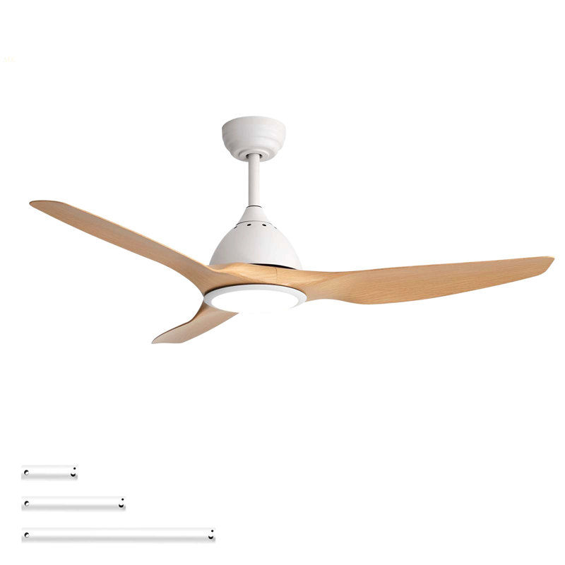 52 Inch Ceiling Fan With Light 22W 3 Color Dimmable LED Memory Function Ultra Quiet Reversible DC Motor 1H 4H 8H Timer For Large Rooms