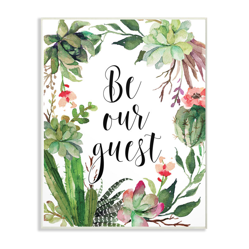 «Be Our invité Floral Wreath», impression, Plaque murale, H 15 po x l 10 po