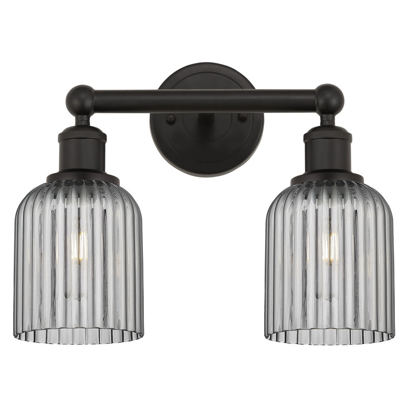 Abat-jour de salle de bain 2 lumières Edison Addeline 14 po, Bronze huilé, Gris fumée
