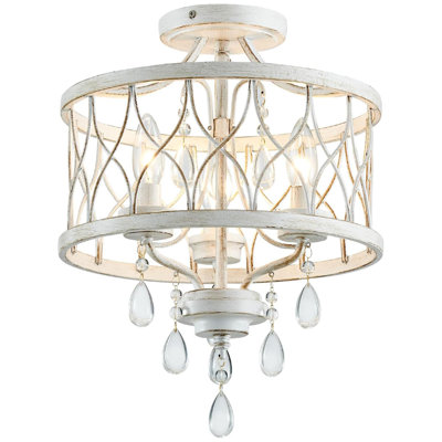 Plafonnier semi-encastré rustique 3 lumières
