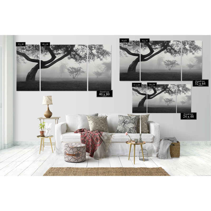 Into the Mist-multi-pièces sur toile tendue, H 40 po x l 80 po x P 1,5 po