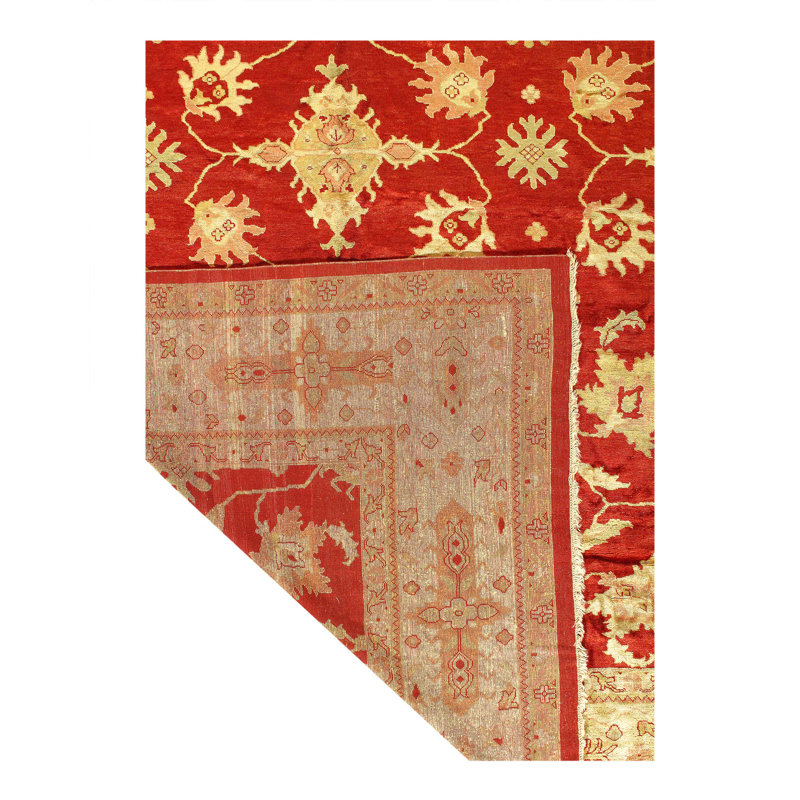 Tapis Oushak fin noué à la main 14 pi 3 po x 17 pi 11 po