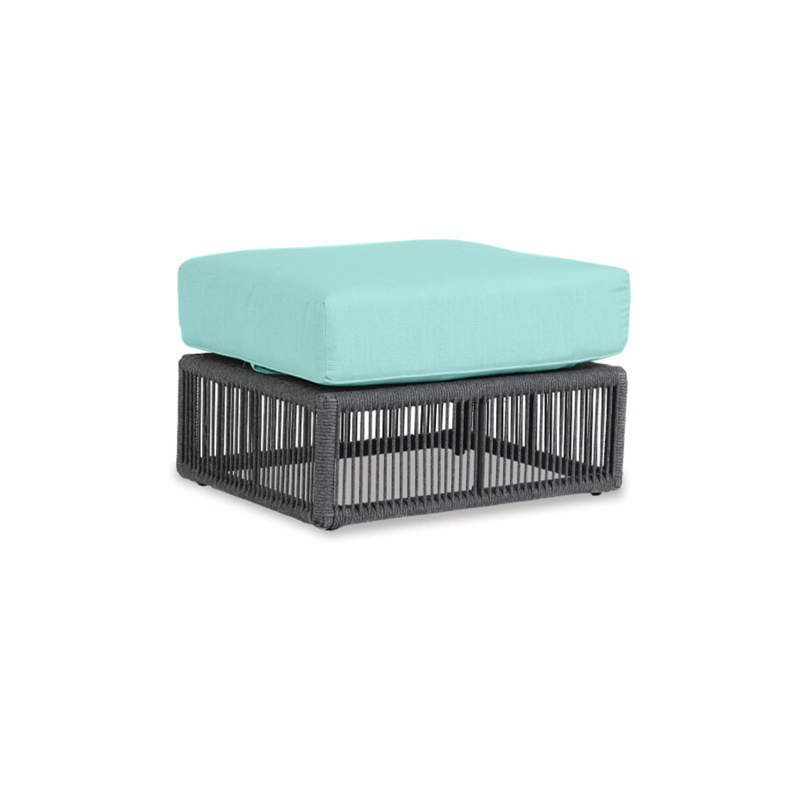 Outdoor Ottoman with Cushion, Dupione Celeste Sunbrella®