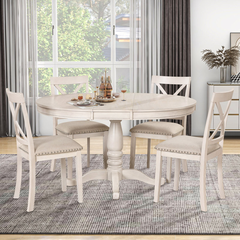 Ensemble de table de salle à manger moderne pour 4, table ronde et 4 chaises de cuisine, ensemble de table de cuisine 5 pièces pour salle à manger, coin repas, coin repas
