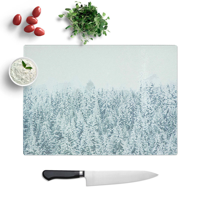Tempered Glass Winter Forest in Abstract Chopping Board, 39 cm W x 28.5 cm L