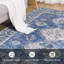 Tapis rectangulaire bleu en polyester tressé à la machine Southwestern-1365471972