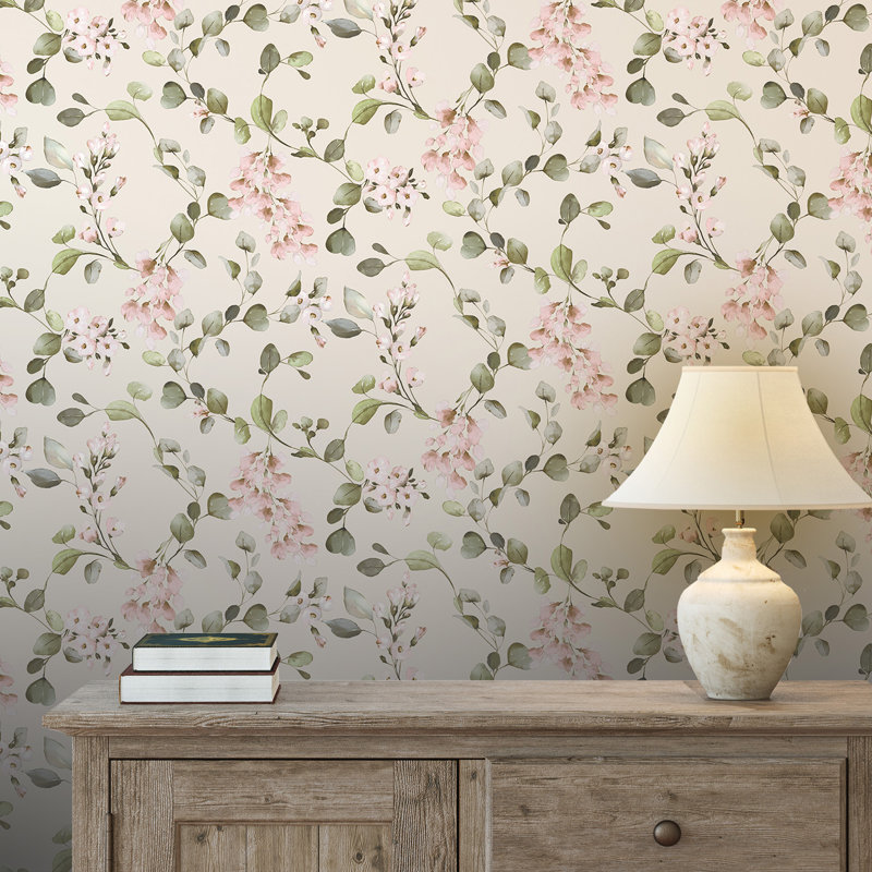 10.05m x 53cm Matte Wallpaper Roll, Cream Pink