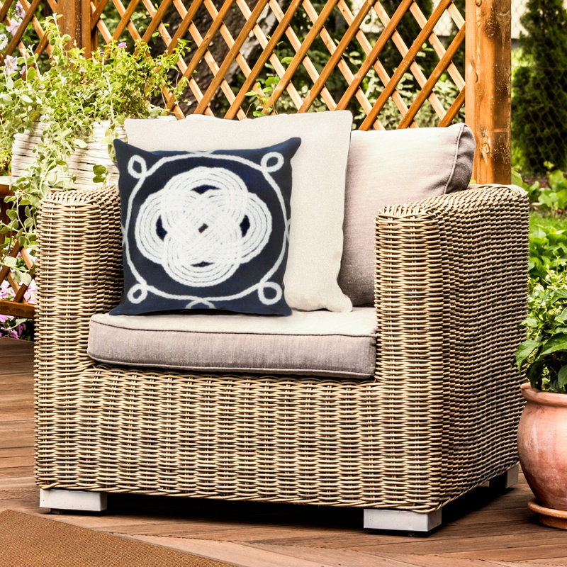 Vision II Ornamental Knot Square Pillow Cover & Insert, Navy