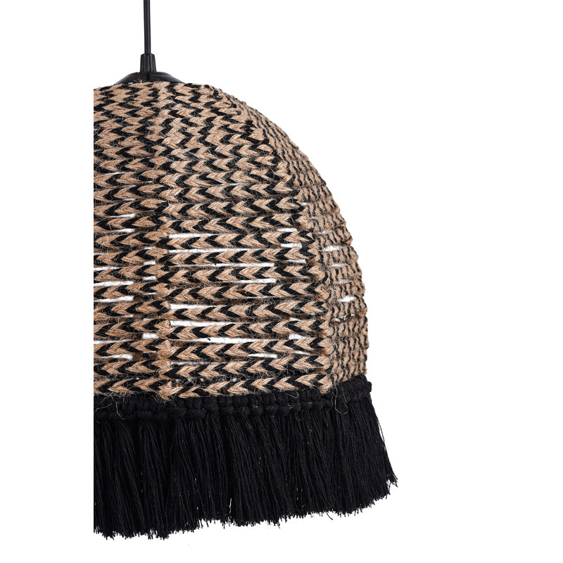 Elegant Bohemian Chandelier, Black Plastic Body, 11.8 in Diameter x 31.5 in Height | E27 Socket, Max 40W | Stylish Cotton Cap, Perfect for Country & Modern Décor | Ideal for Living Room, Dining Room, or Bedroom