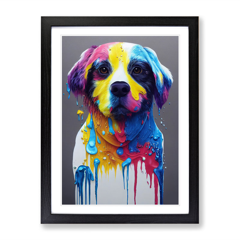 Painted Dog No.5 - Wall Art, Black, 34cm H x 25cm W x 2cm D