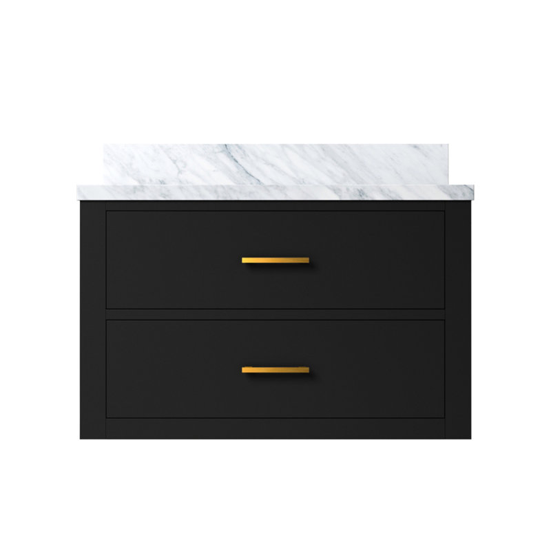Meuble-lavabo noir l 30 po x P 22 po avec comptoir en marbre 22 meubles compacts, Noir, 22"