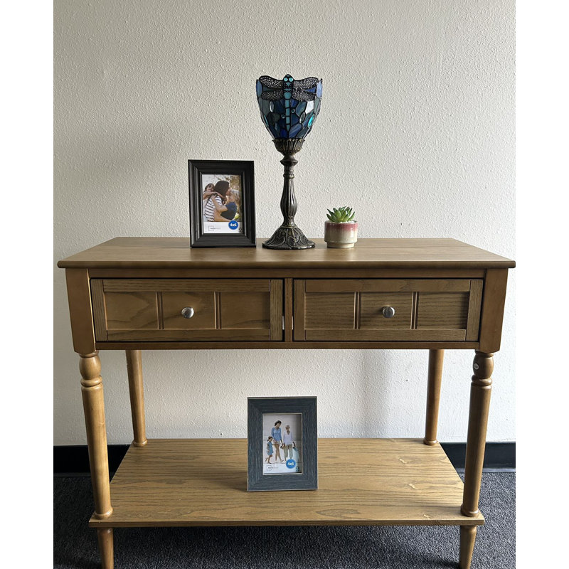 Mini-lampe de table Simoniff Tiffany Torch avec libellule en verre coloré bleu 6 po x P 6 po x H 15 po, Bleu