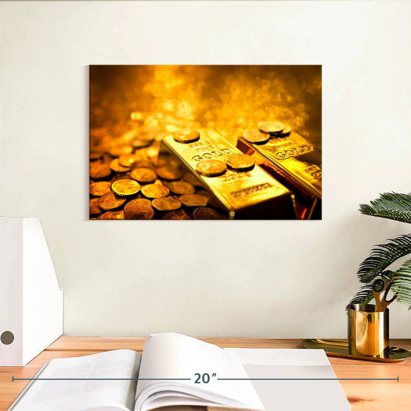 Kerner Coins And Gold Bars, 8'' H x 12'' W