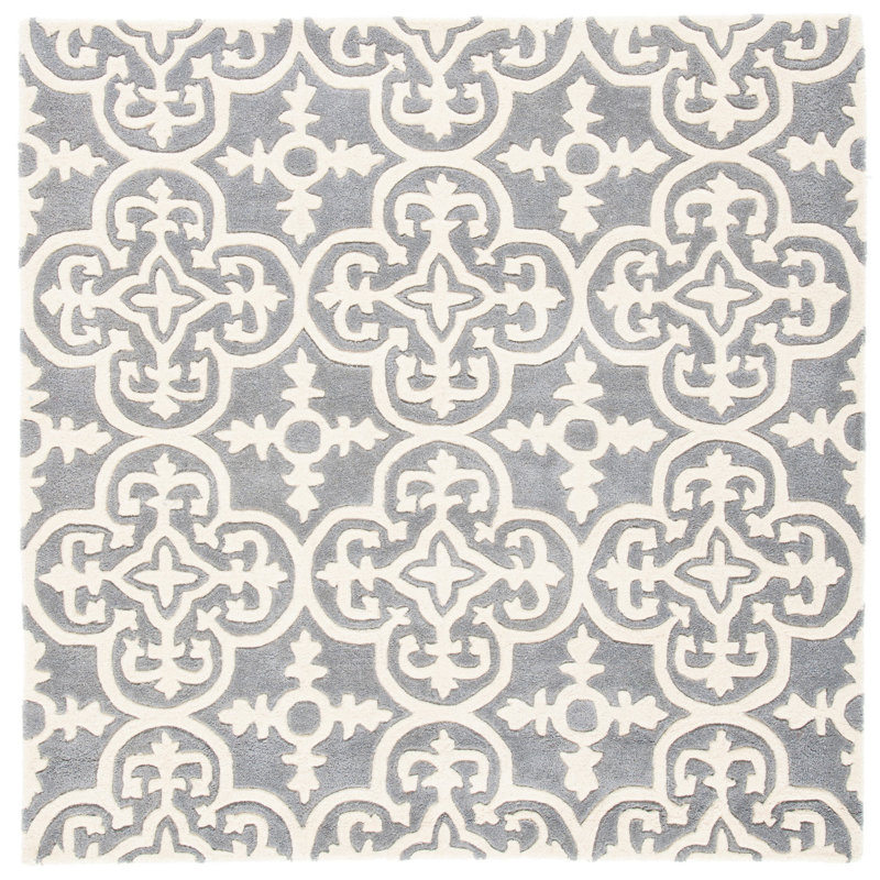 Tapis géométrique en laine touffeté à la main Chatham, Carré 5 pi