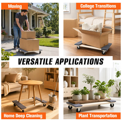 2 Pack Heavy Duty Moving Dolly Set, Grey Non-Slip Carpet Surface with 4 PP Swivel Casters Each, 2000 LBS Total Load Capacity Per Pair Multi-Purpose Furniture Transport Cart