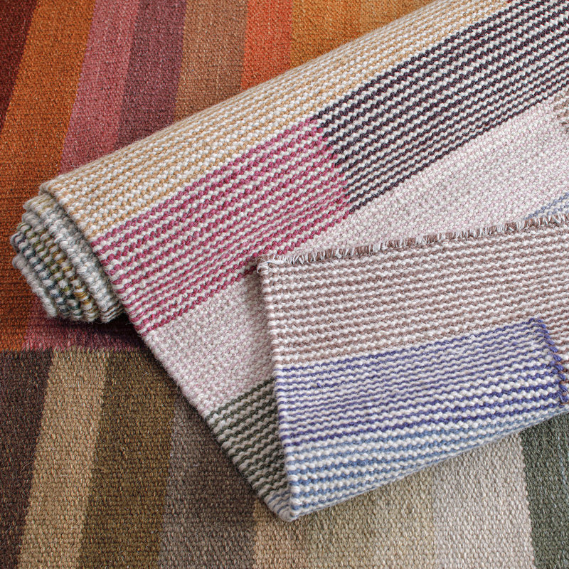 Illusion Patchwork Handwoven Wool Pink/Blue/Gray Area Rug, Runner 2'6" x 5'