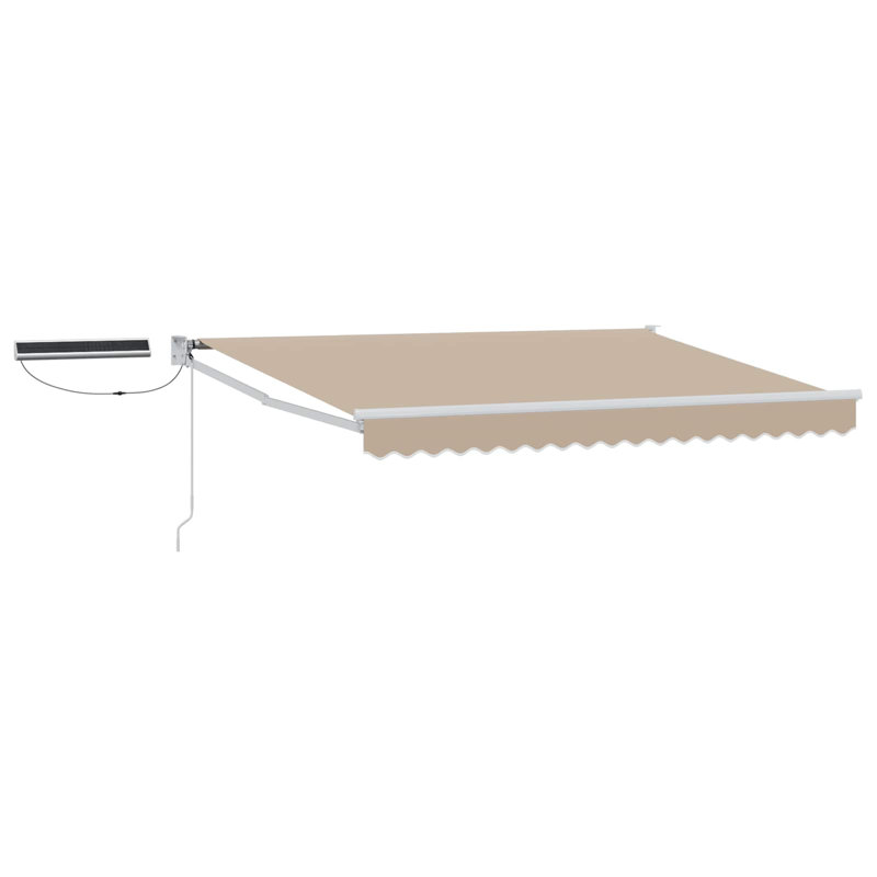 VidaXL Polyester Cover Retractable Patio Awning, Beige/White, 165cm H x 350cm W x 250cm D