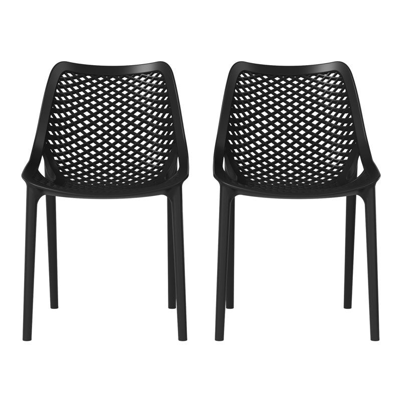 Chaise de salle à manger d'extérieur empilable, Noir