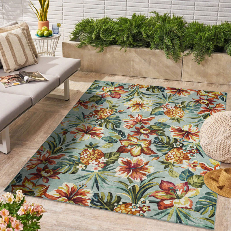 Multicolor Floral Synthetic Rectangular 5' x 7' Area Rug