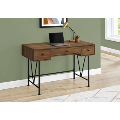 Bureau d'ordinateur, bureau personnel, ordinateur portable, tiroirs de rangement, L 48 po, travail, stratifié, métal noir, transitionnel