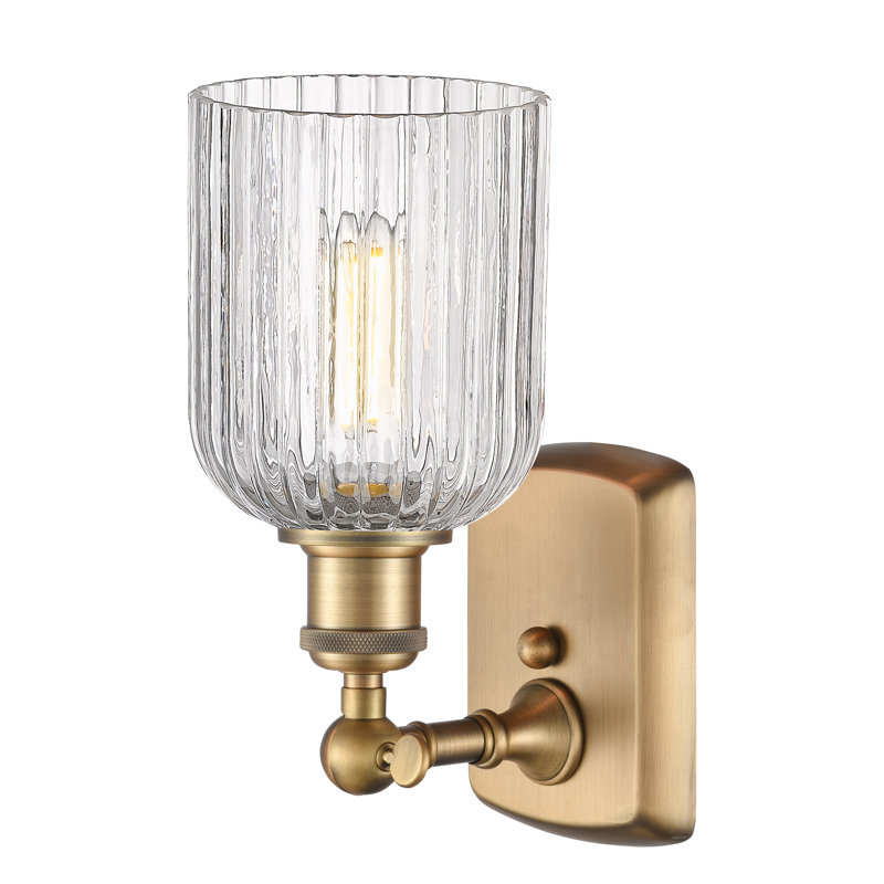 Northgate Steel Armed Sconce, Brushed Brass, Clear