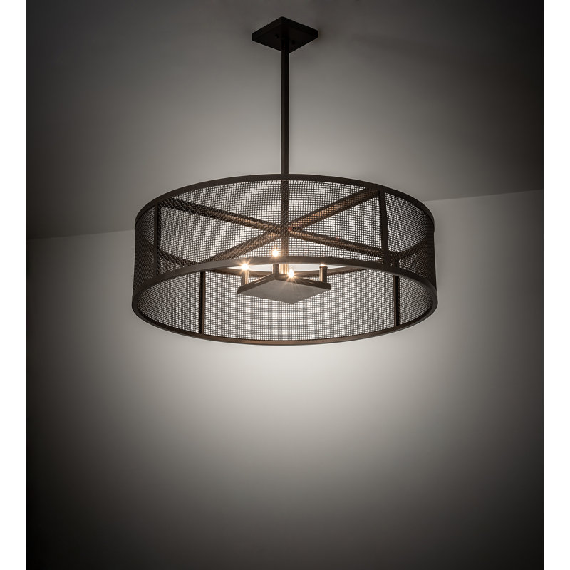 Cilindro Bronze 4-Light Indoor/Outdoor Drum Pendant