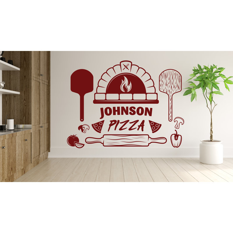 Autocollant mural pizza, autocollant mural restaurant, autocollant mural pizza, fenêtre, pizza, 22 x 30 pouces, Gris