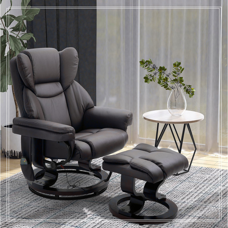 Comfortable Recliner Chair with Ottoman and Multiple Vibration Points for Ultimate Relaxation, Brown