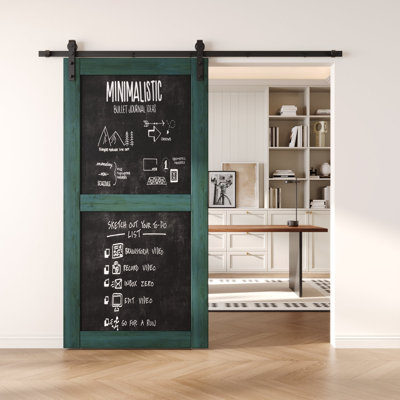 48x80 Royal Pine Color 2 Panel Chalkboard Design Finished Unassembled Solid Wood Sliding Barn Door Only