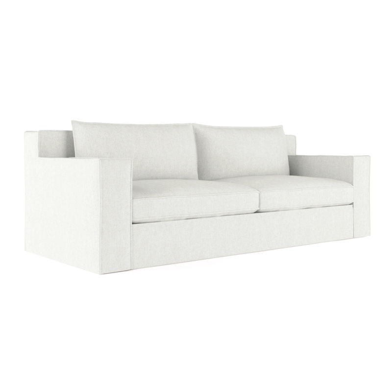 Canapé Mulberry, H 33 po x l 96 po x p 40 po, Velours moelleux blanc, Ébène