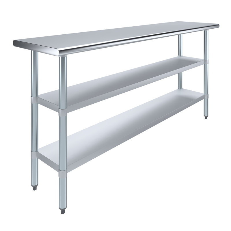 72" Stainless Steel Work Table with Galvanized Shelves