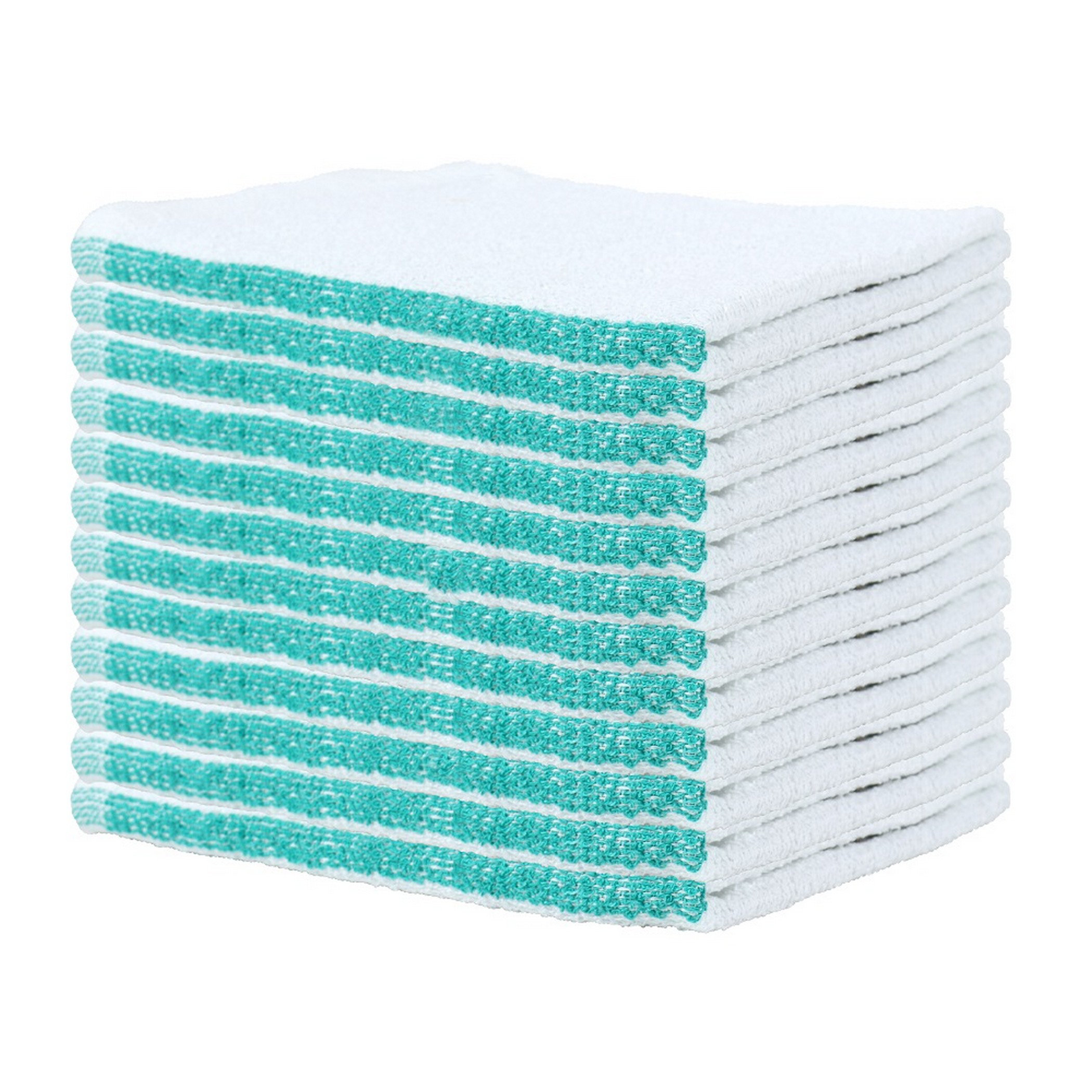 Bar Mop Towels 16 x 19 100% Cotton Terry, White w/Gold Stripe