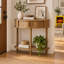 Console en demi-lune de 80 cm de large avec tablette de rangement et pieds en bois massif, table d'entrée moderne