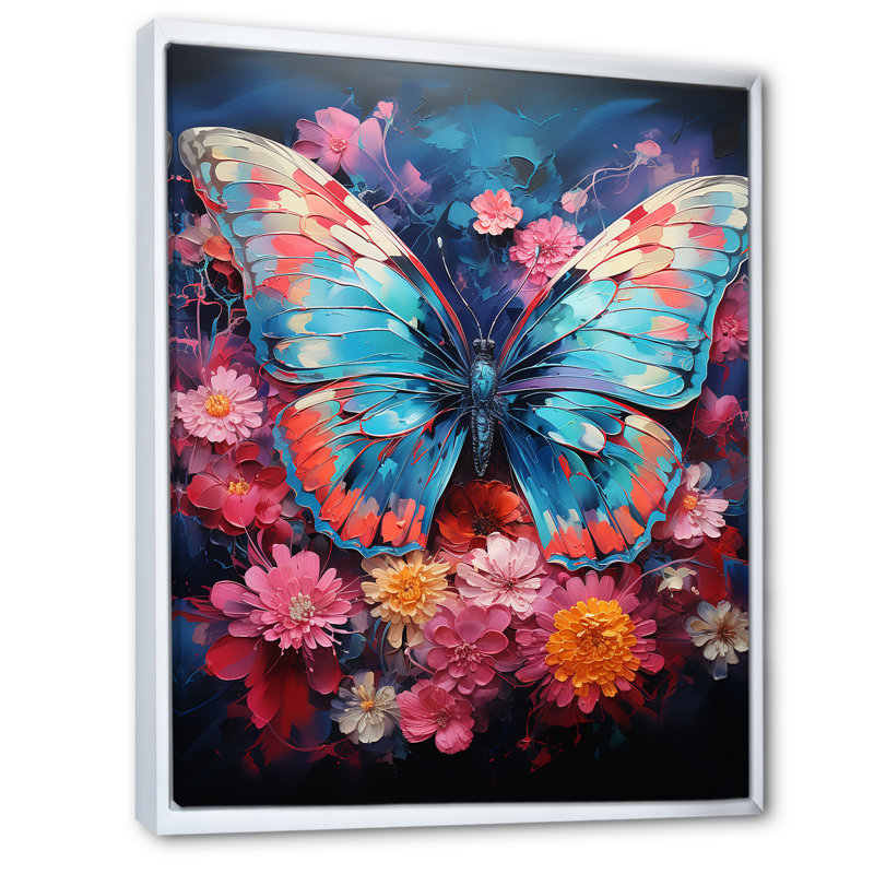 Butterfly Fauvist Flutter  - Butterfly Wall Decor, Cadre flottant blanc, H 44 po x l 34 po